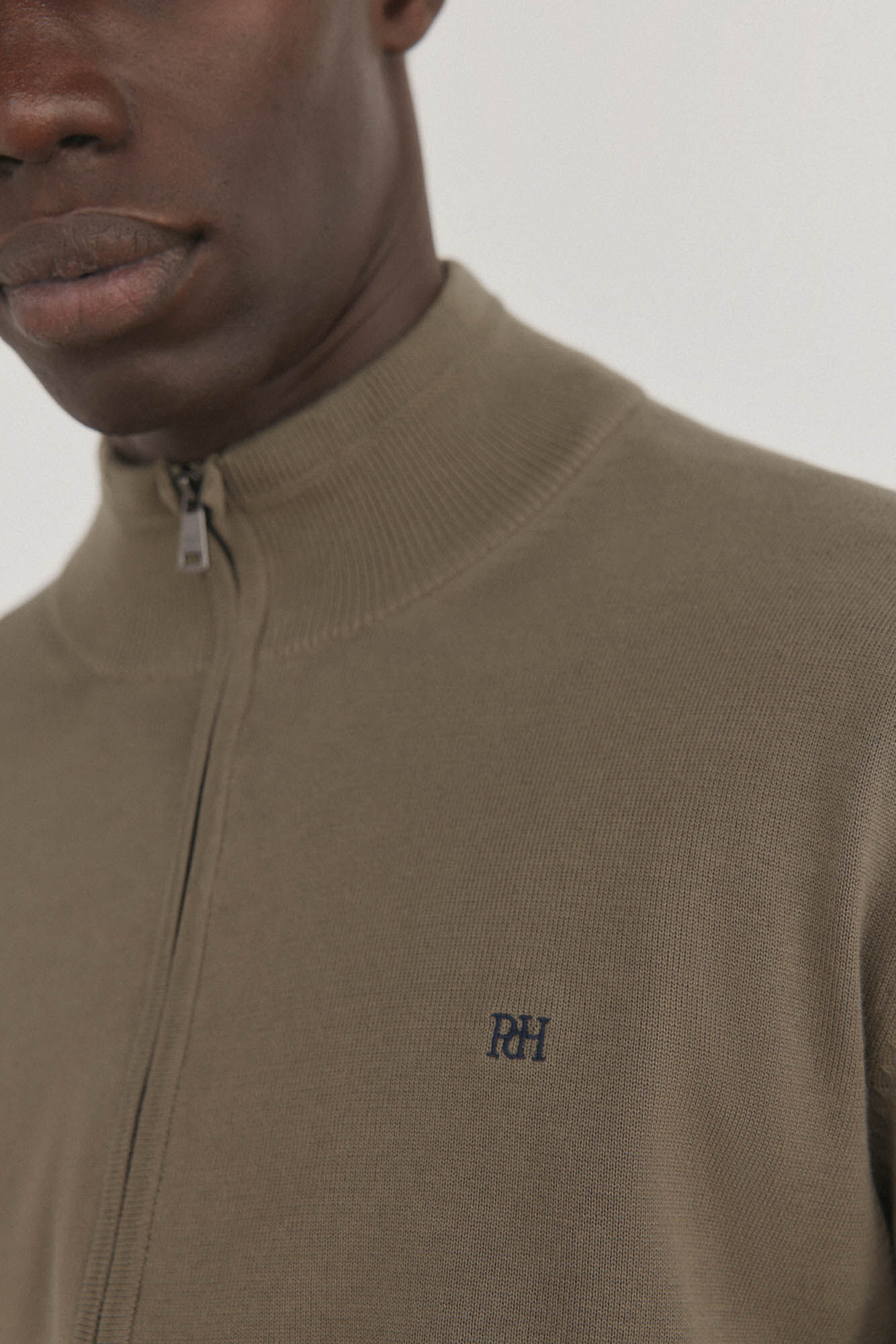 Pedro del Hierro Fine premium cotton zip fastening cardigan Green