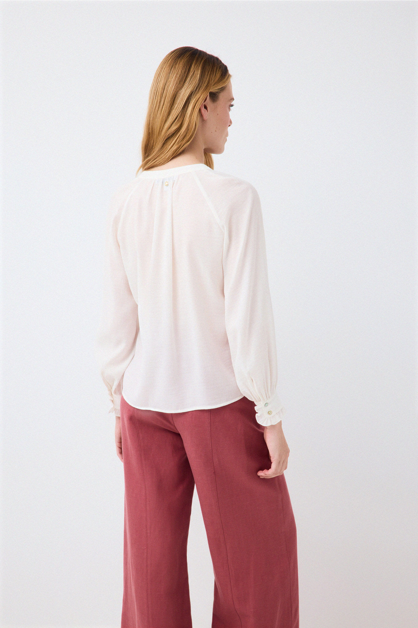 Pedro del Hierro Plain ruffle blouse White