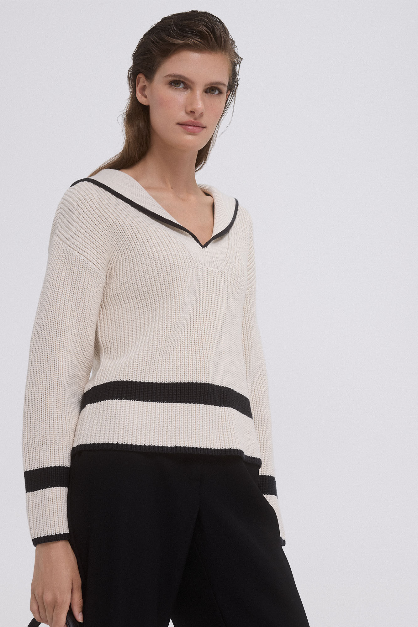 Pedro del Hierro Jersey cuello marinero Beige