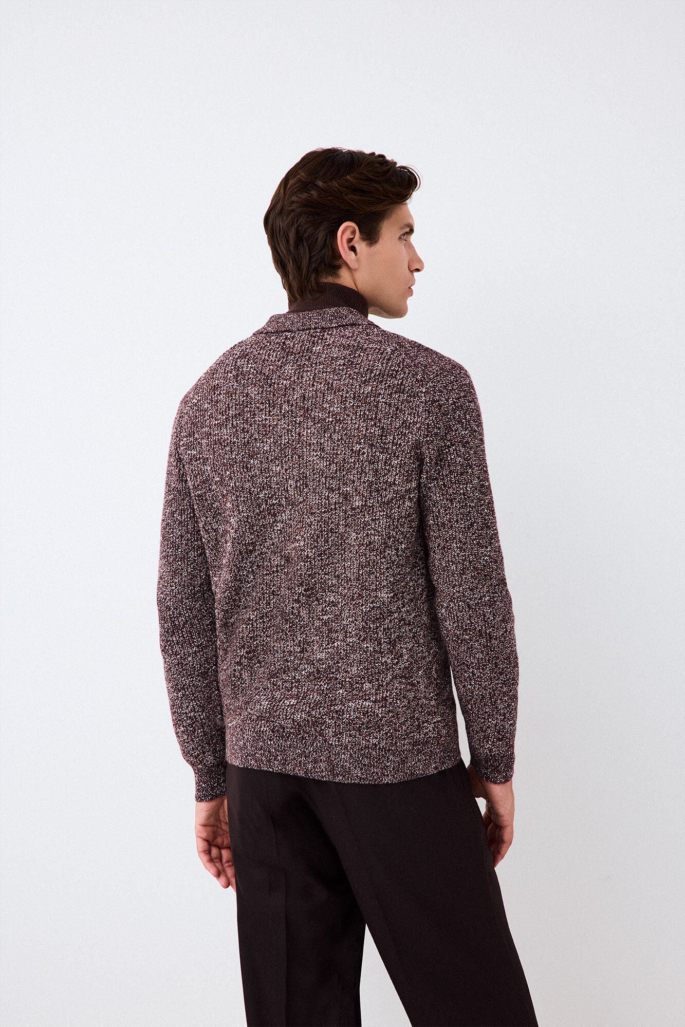 Pedro del Hierro Cotton knit polo neck jumper Burgundy