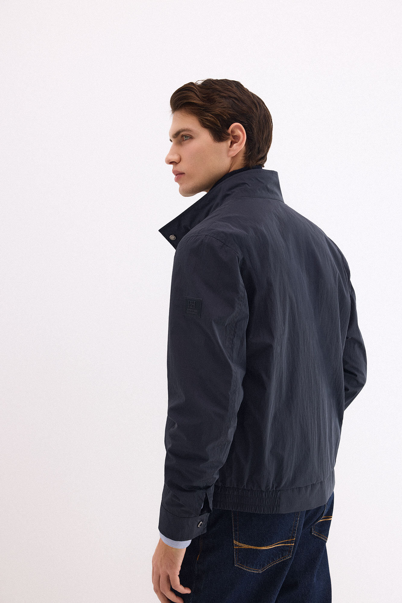 Pedro del Hierro Lightweight contrast neck jacket Blue