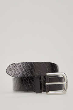 Pedro del Hierro Leather belt with logos Black
