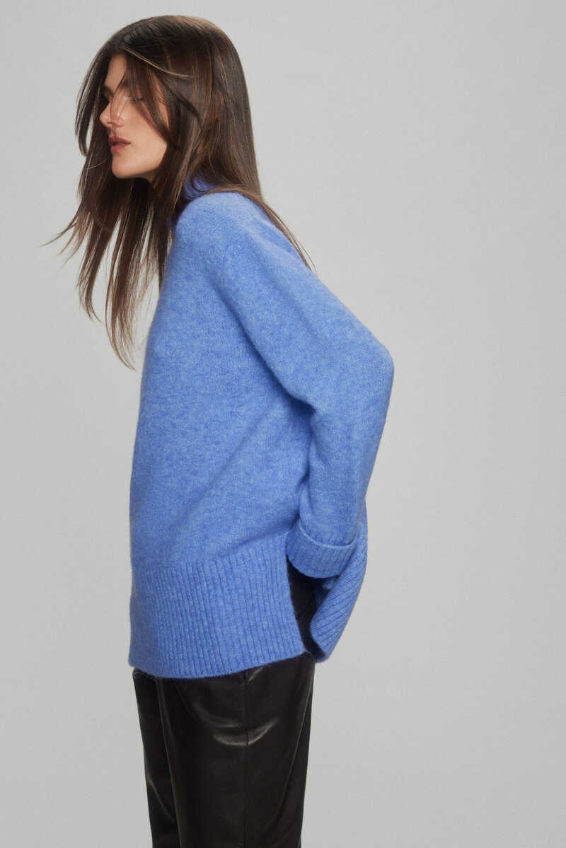 Pedro del Hierro Polo neck jumper with roll-up sleeve Blue