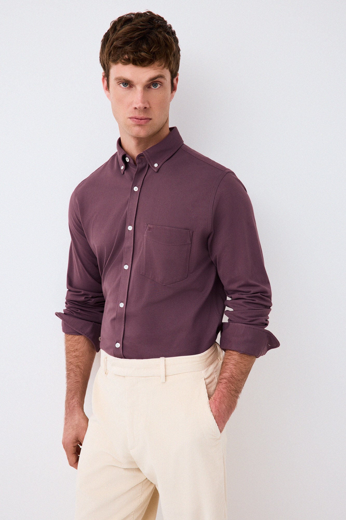 Pedro del Hierro Plain jersey-knit shirt Burgundy