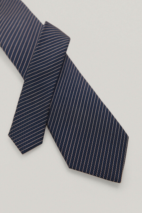 Pedro del Hierro Striped silk tie Blue