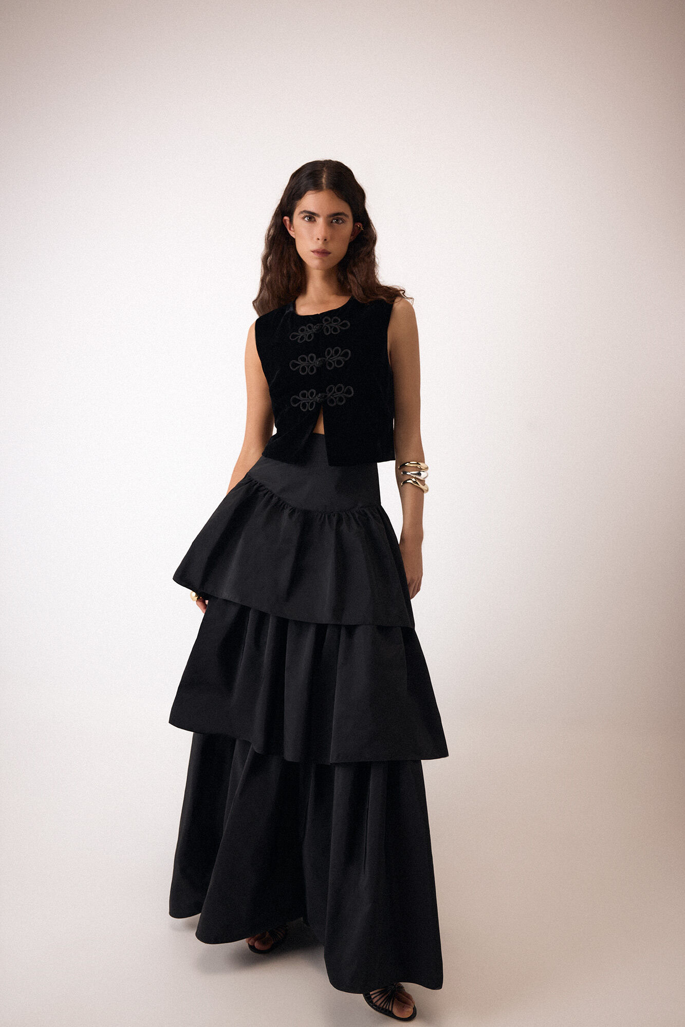 Pedro del Hierro Long skirt with ruffles Black