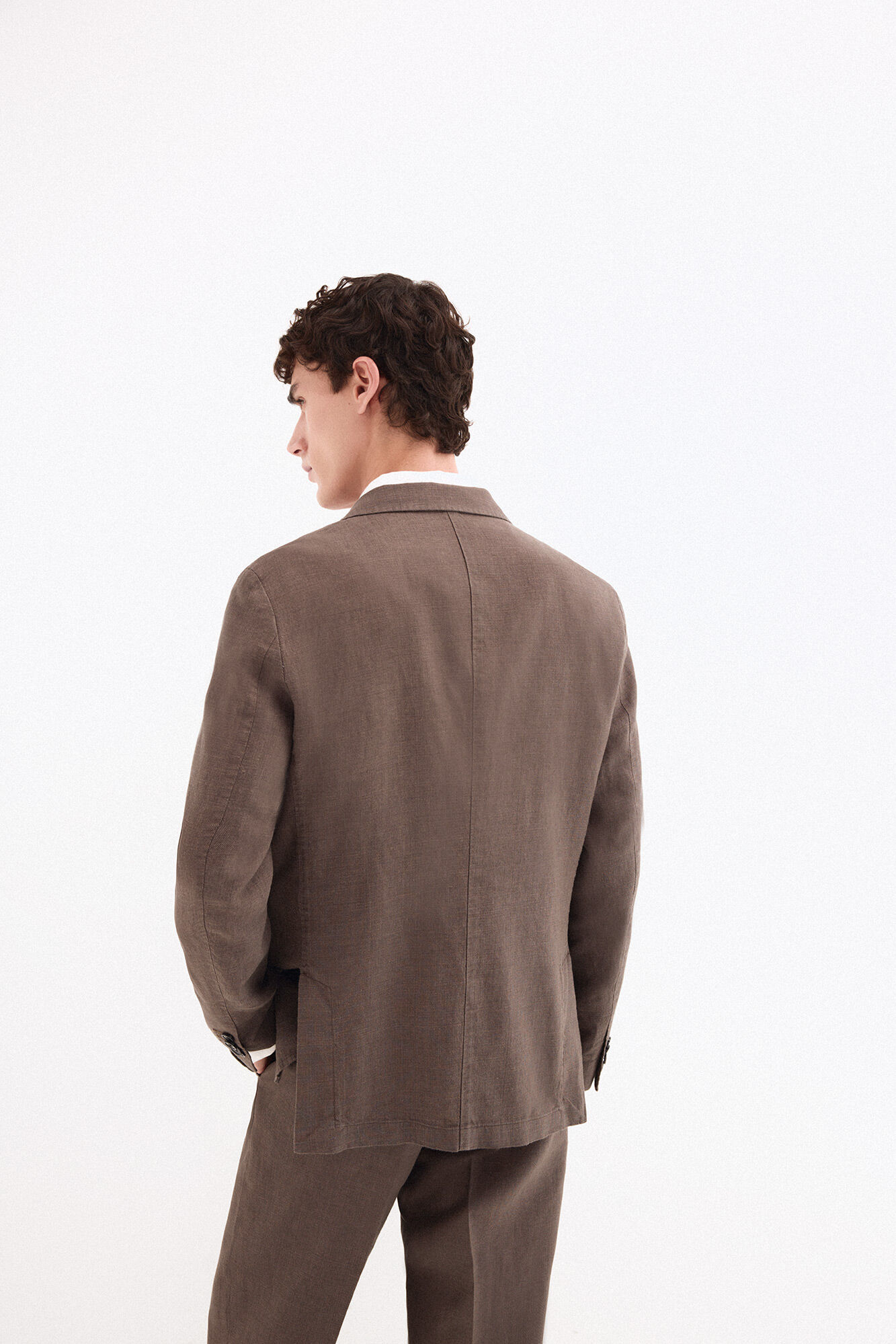 Pedro del Hierro Blazer coordenado em mistura de linho Marrom