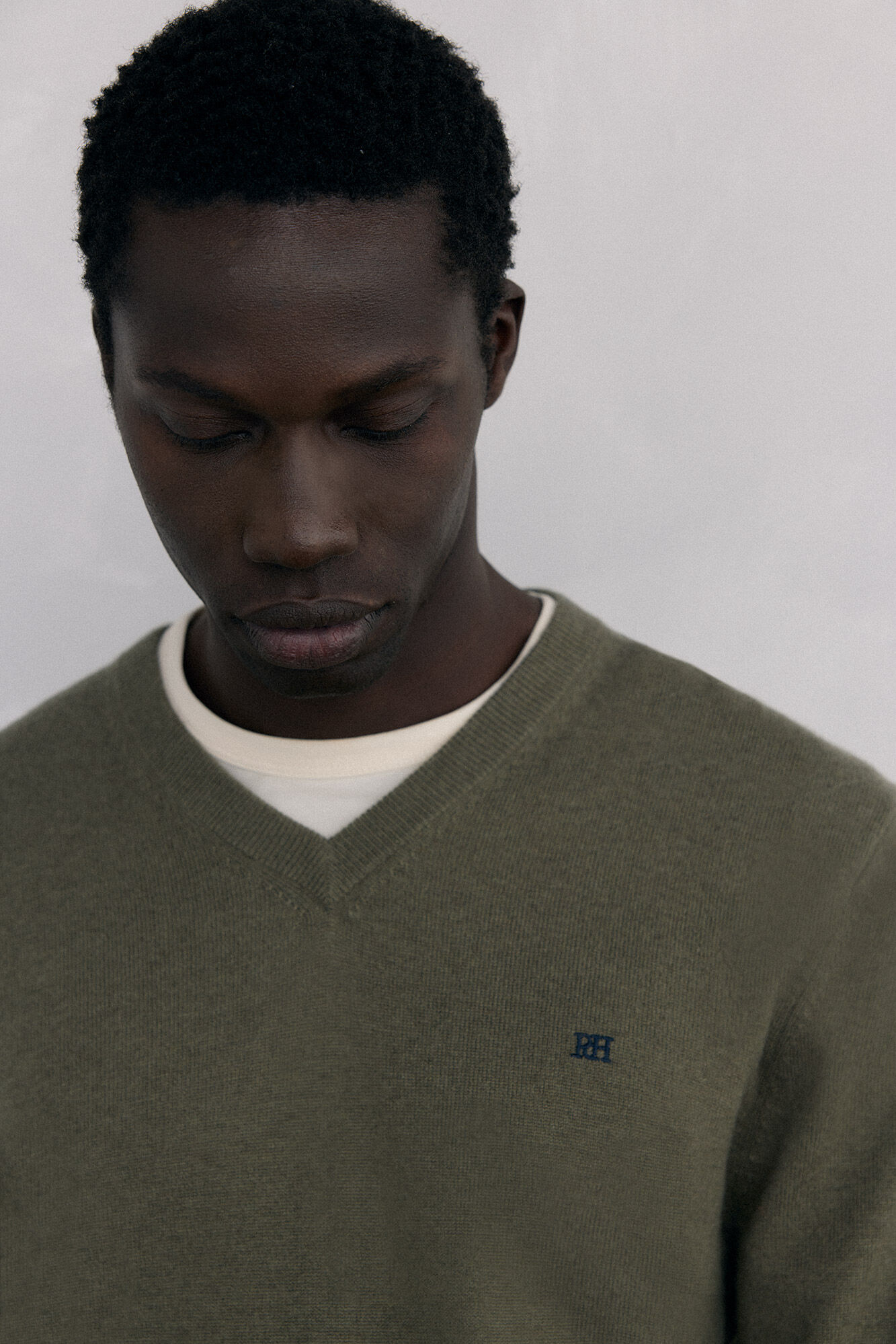 Pedro del Hierro Gola de l&atilde; merino e cashmere com bico Verde