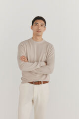 Pedro del Hierro Fine premium cotton round neck sweater Beige