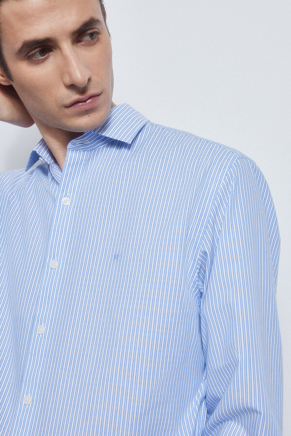 Pedro del Hierro camisa riscas fácil de engomar + anti-odor slim fit Azul