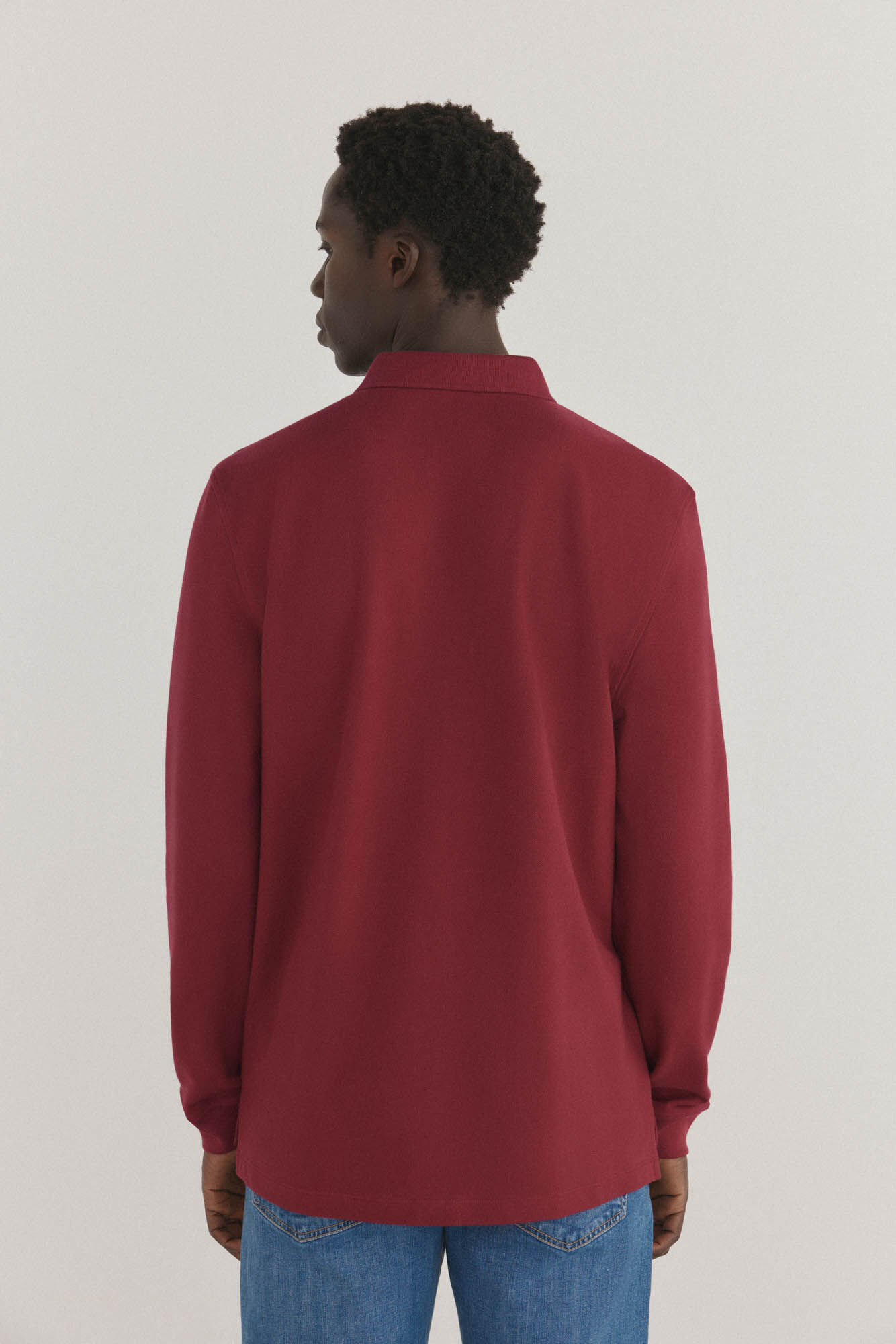 Pedro del Hierro Polo b&aacute;sico manga larga Burdeos