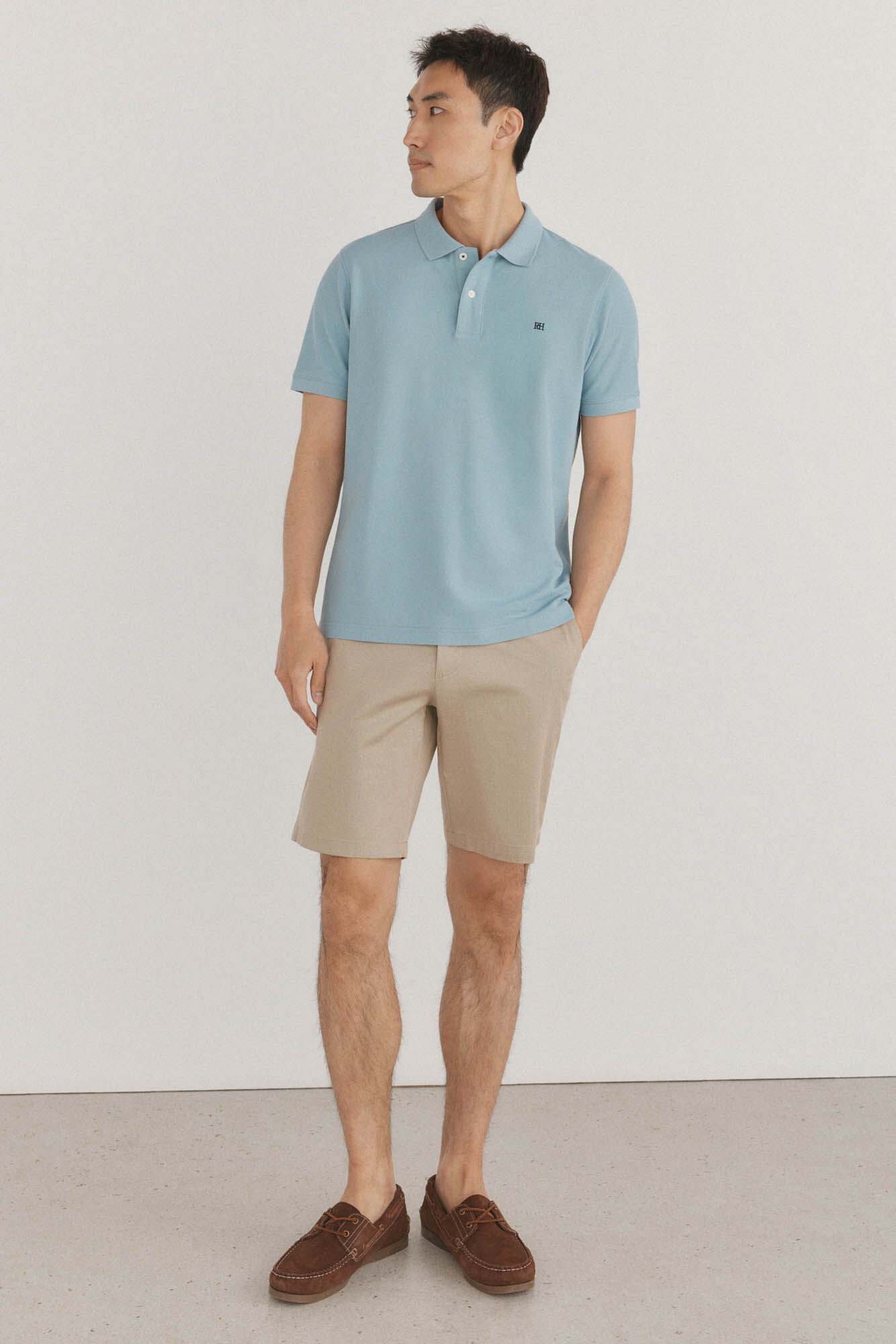 Pedro del Hierro Basic regular piqu&eacute; polo shirt Blue