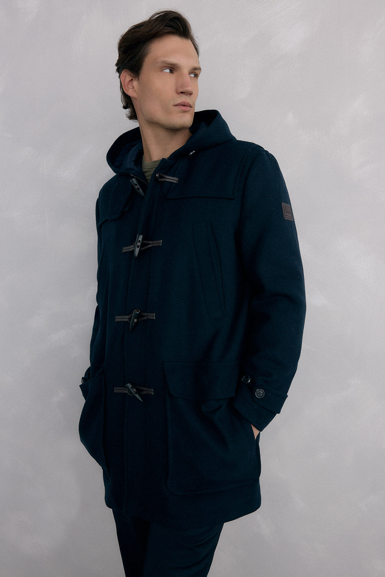 Pedro del Hierro Sobretudo de l&atilde; com alamares Azul