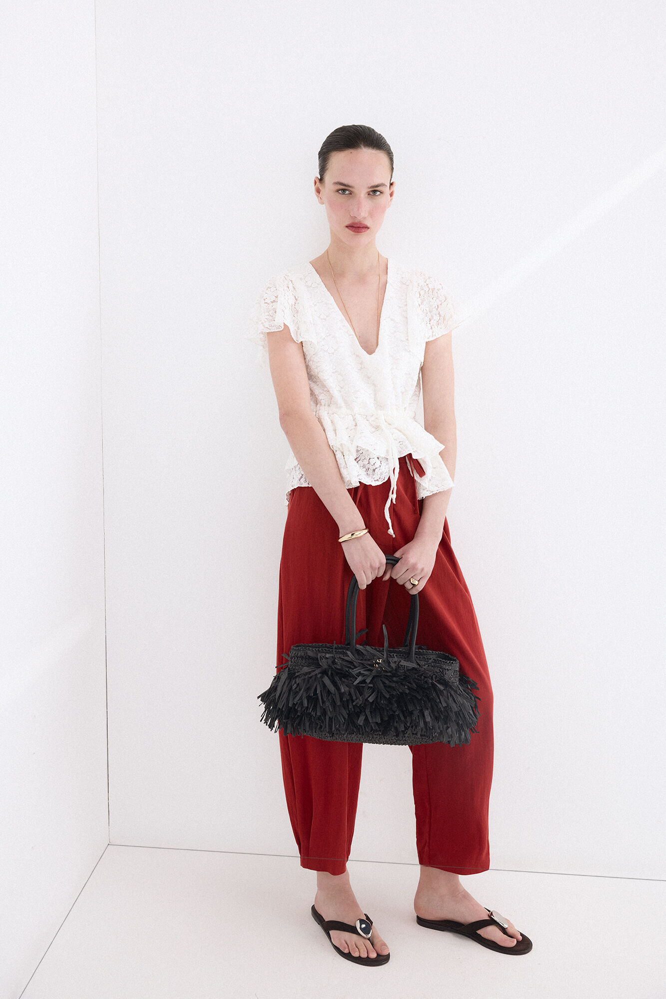 Pedro del Hierro Textured V-neck T-shirt White