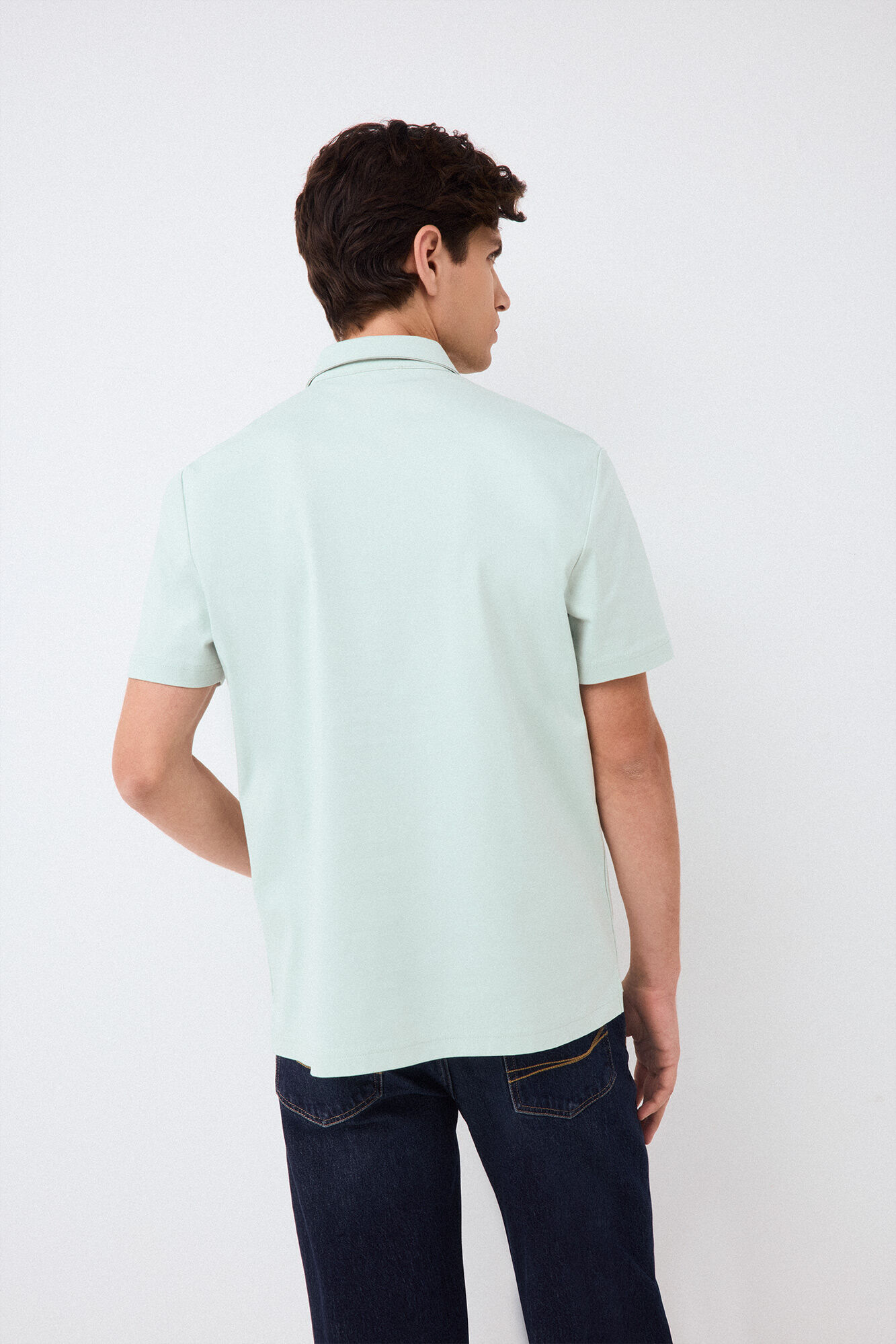 Pedro del Hierro Plain mercerized polo shirt Blue