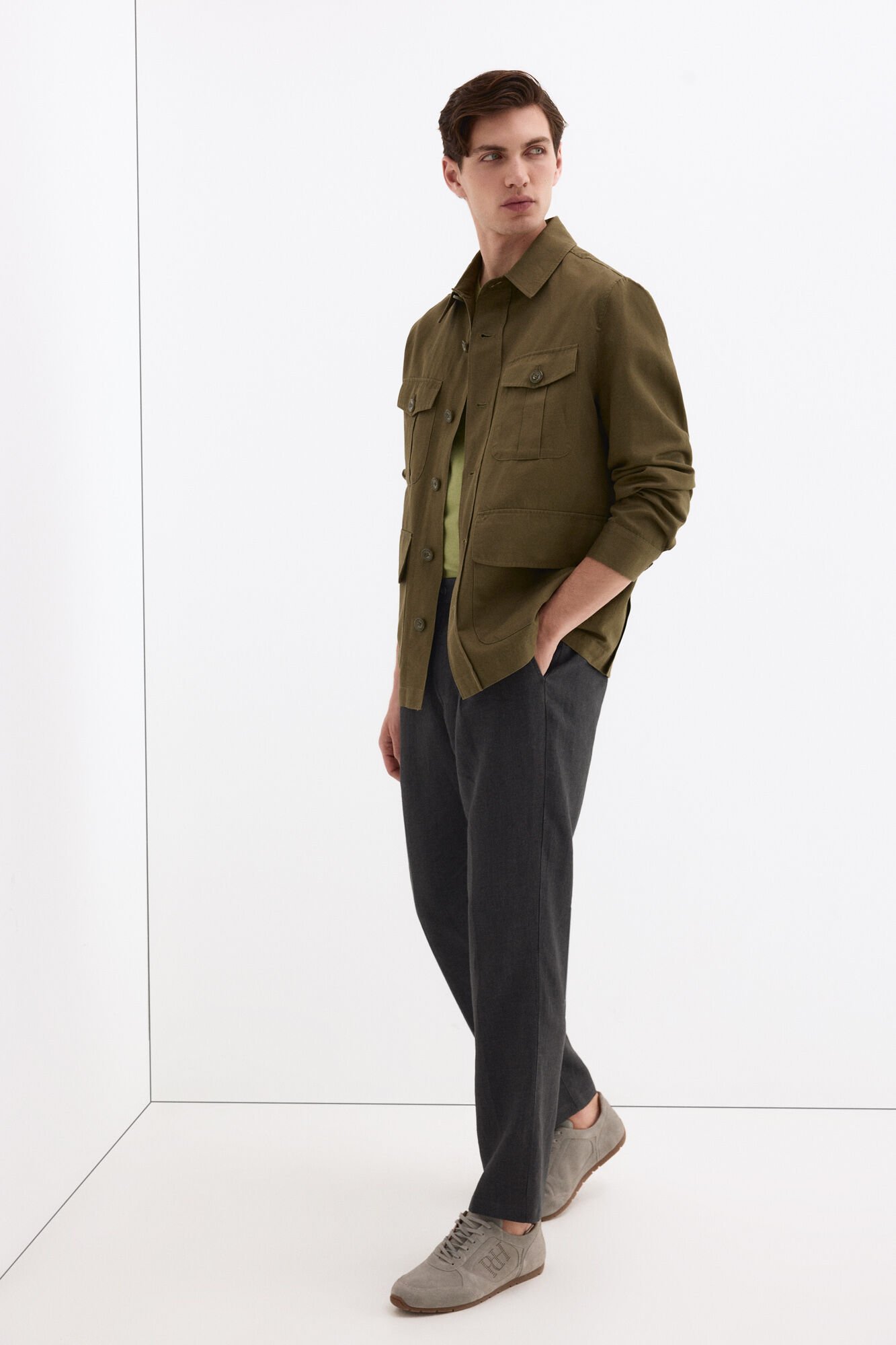 Pedro del Hierro Cotton-linen regular fit trousers