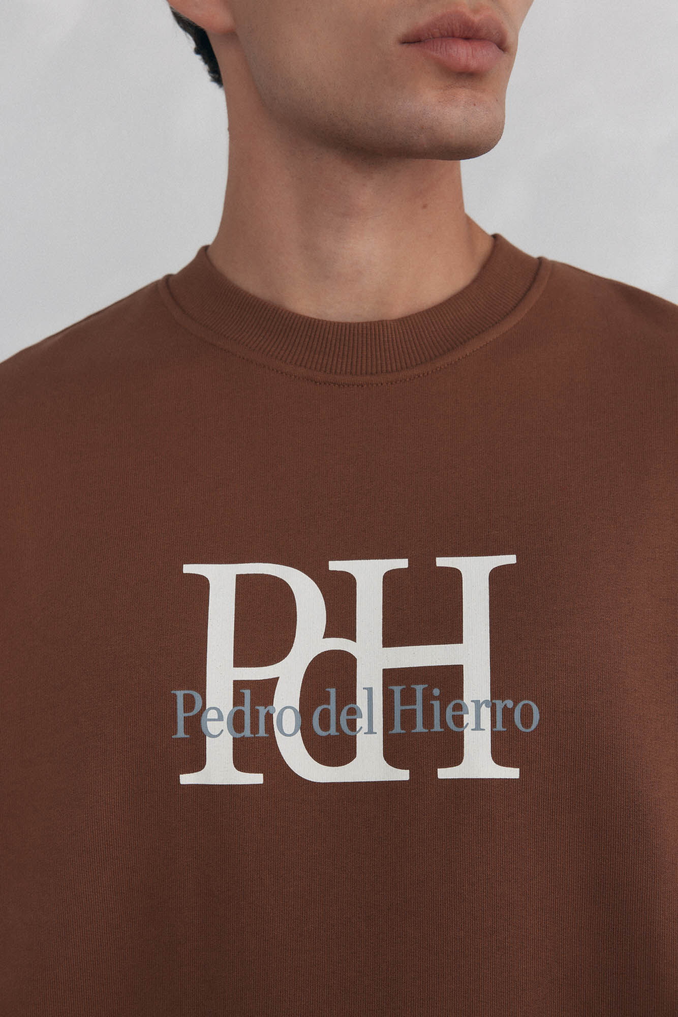 Pedro del Hierro Big logo crew neck sweatshirt Brown