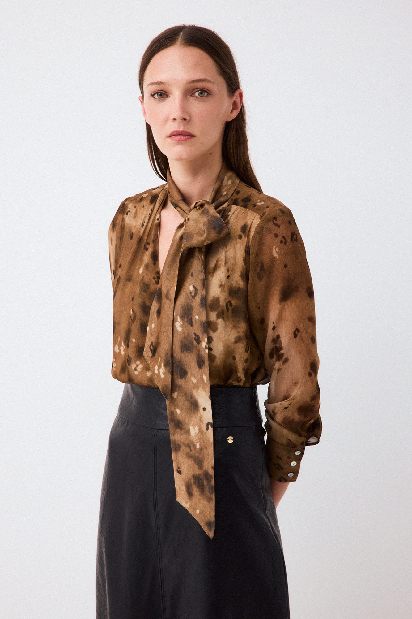 Pedro del Hierro Printed bow blouse