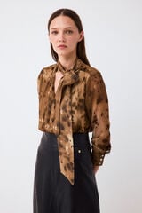 Pedro del Hierro Printed bow blouse Brown
