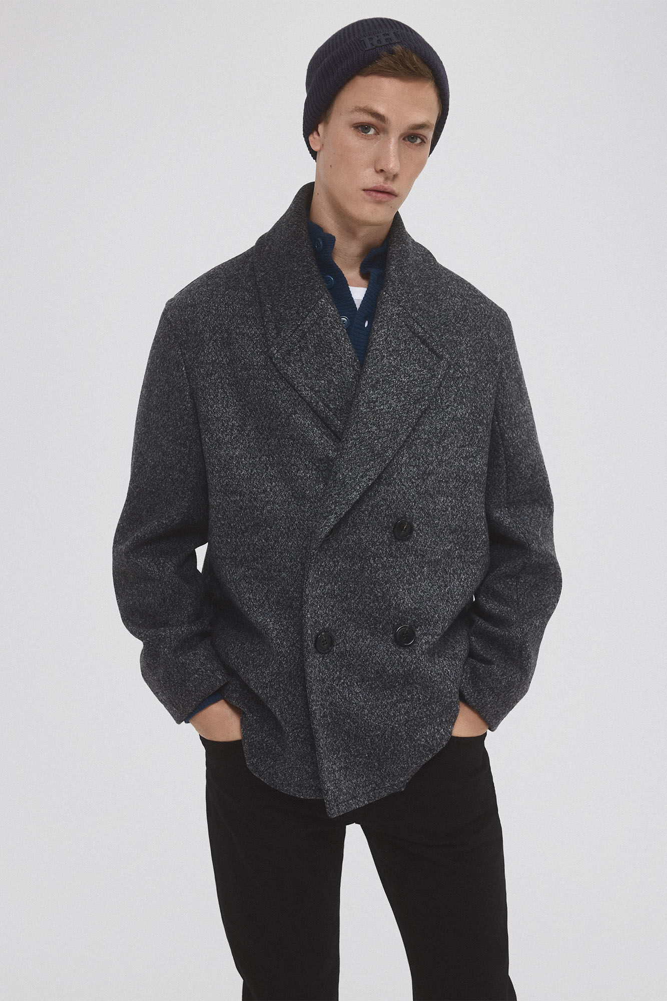 Pedro del Hierro Double-breasted donkey jacket Grey