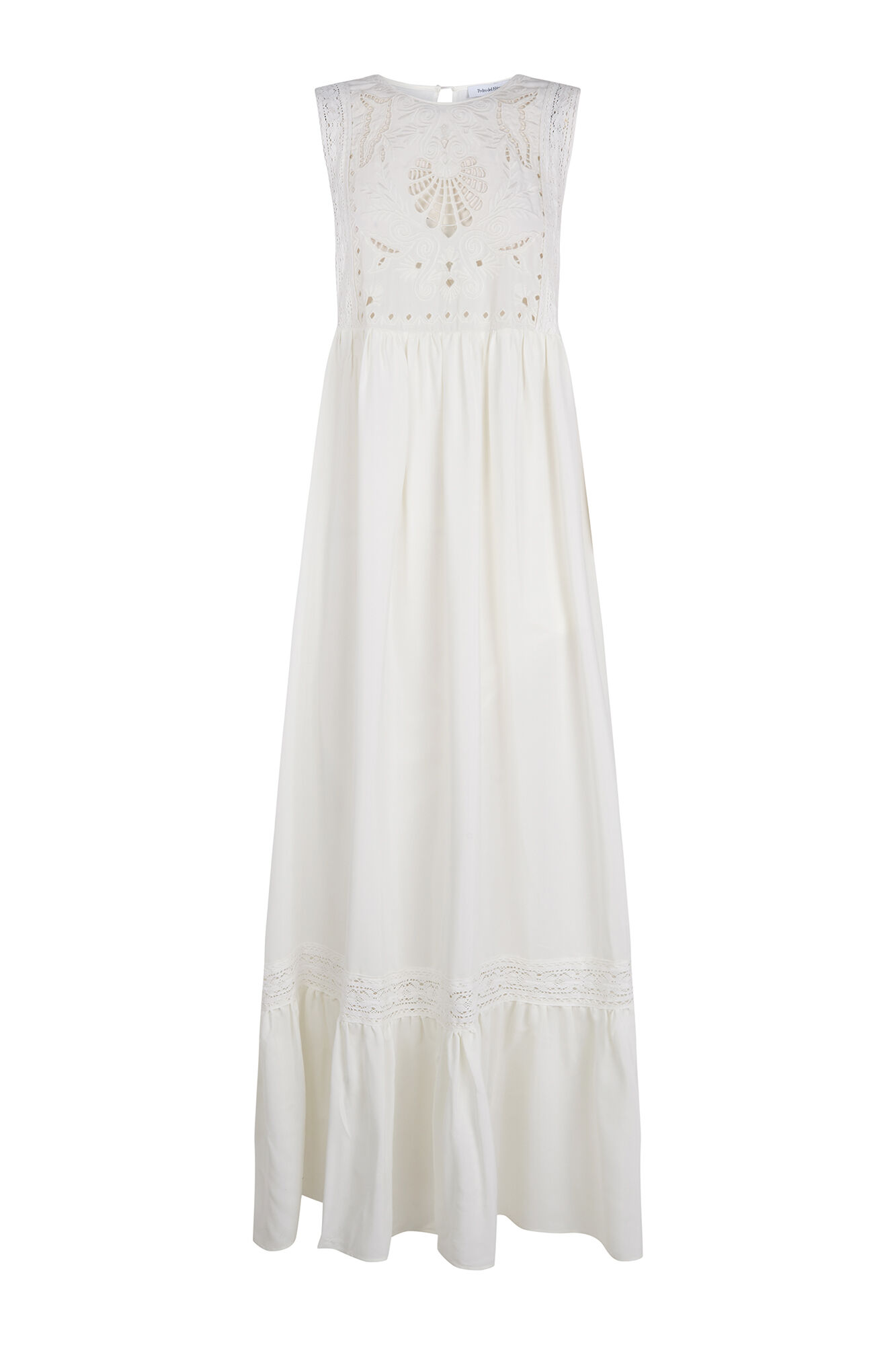 Pedro del Hierro Vestido rom&aacute;ntico bordados Blanco