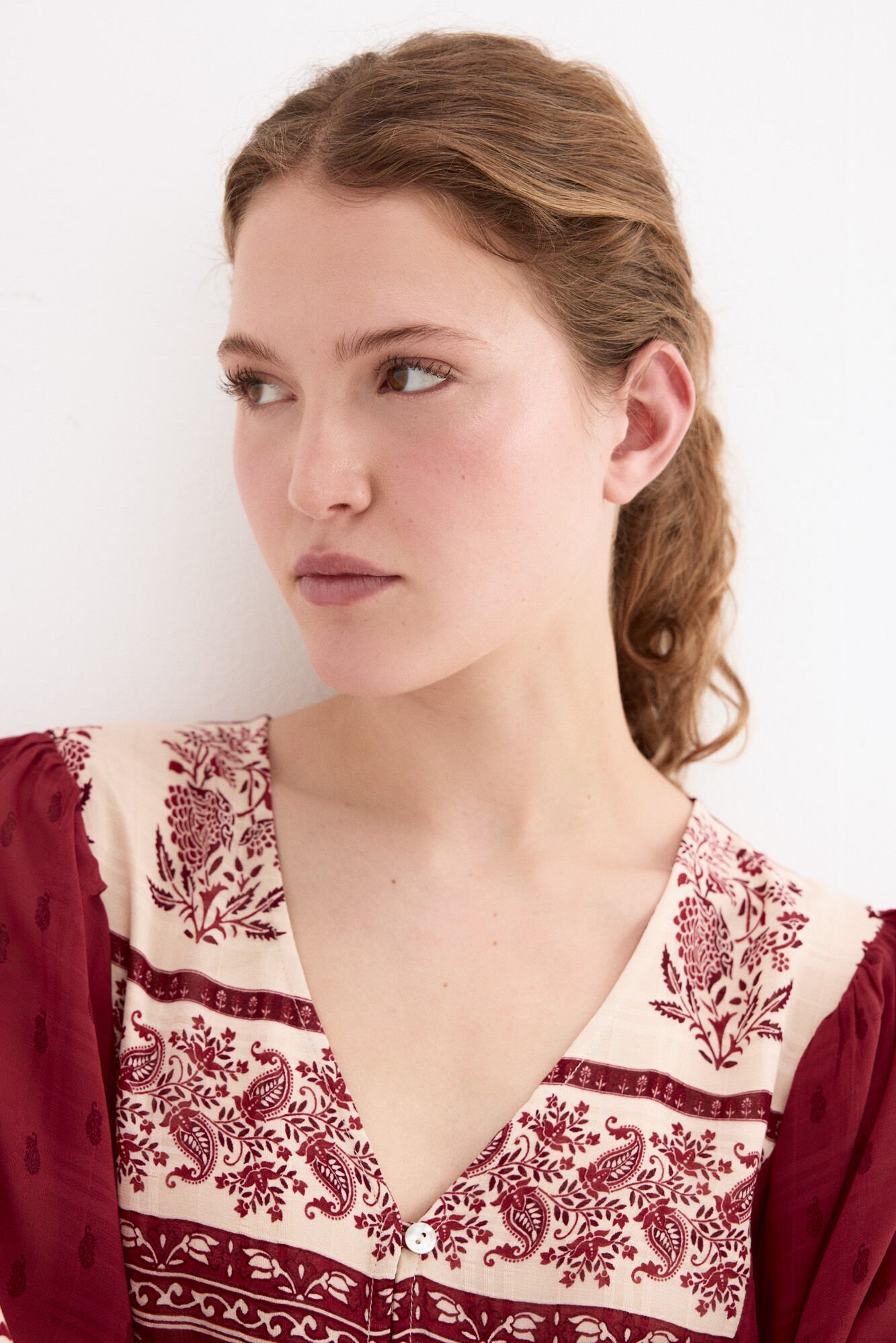 Pedro del Hierro Combined print blouse Burgundy