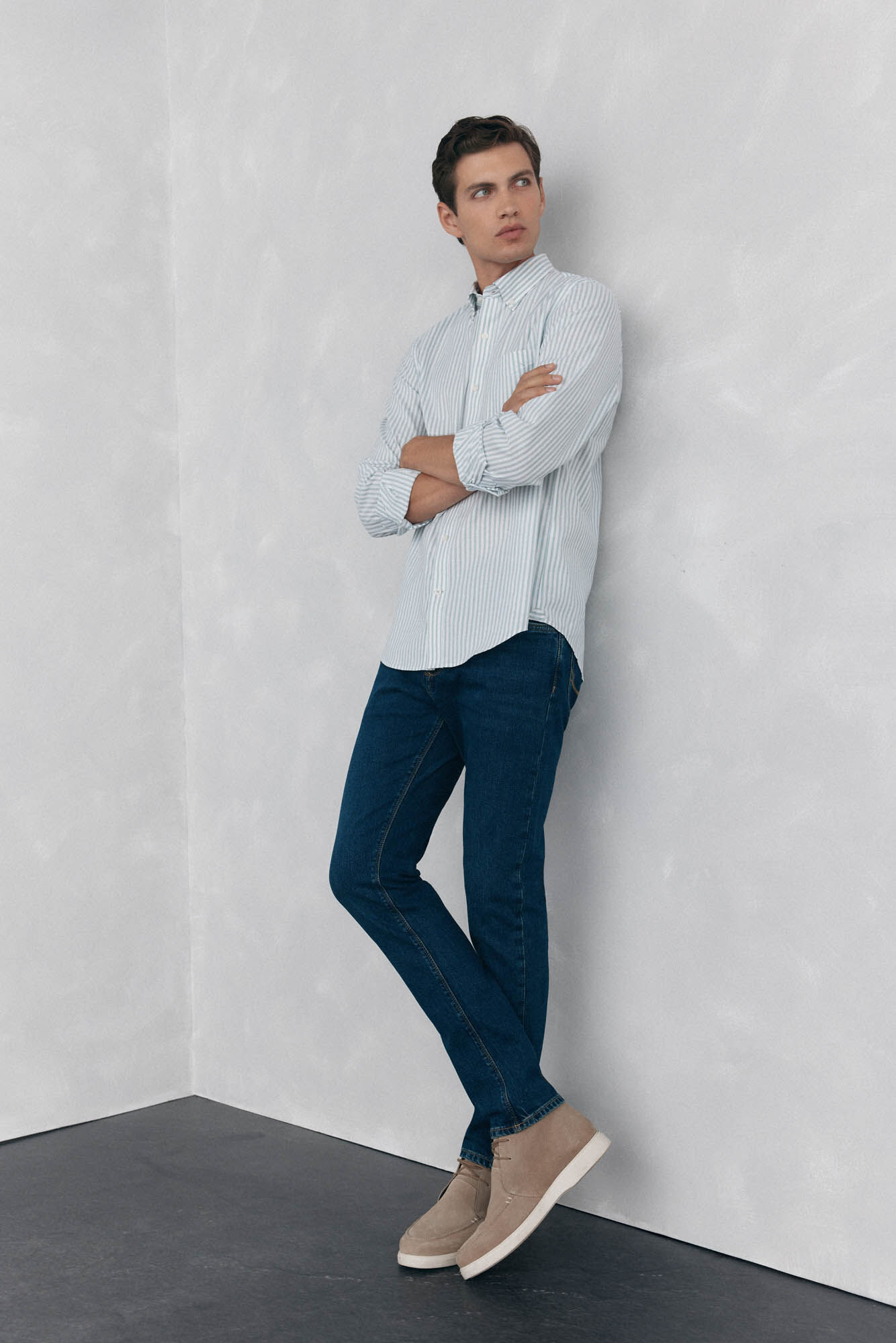 Pedro del Hierro Non iron oxford striped shirt Blue