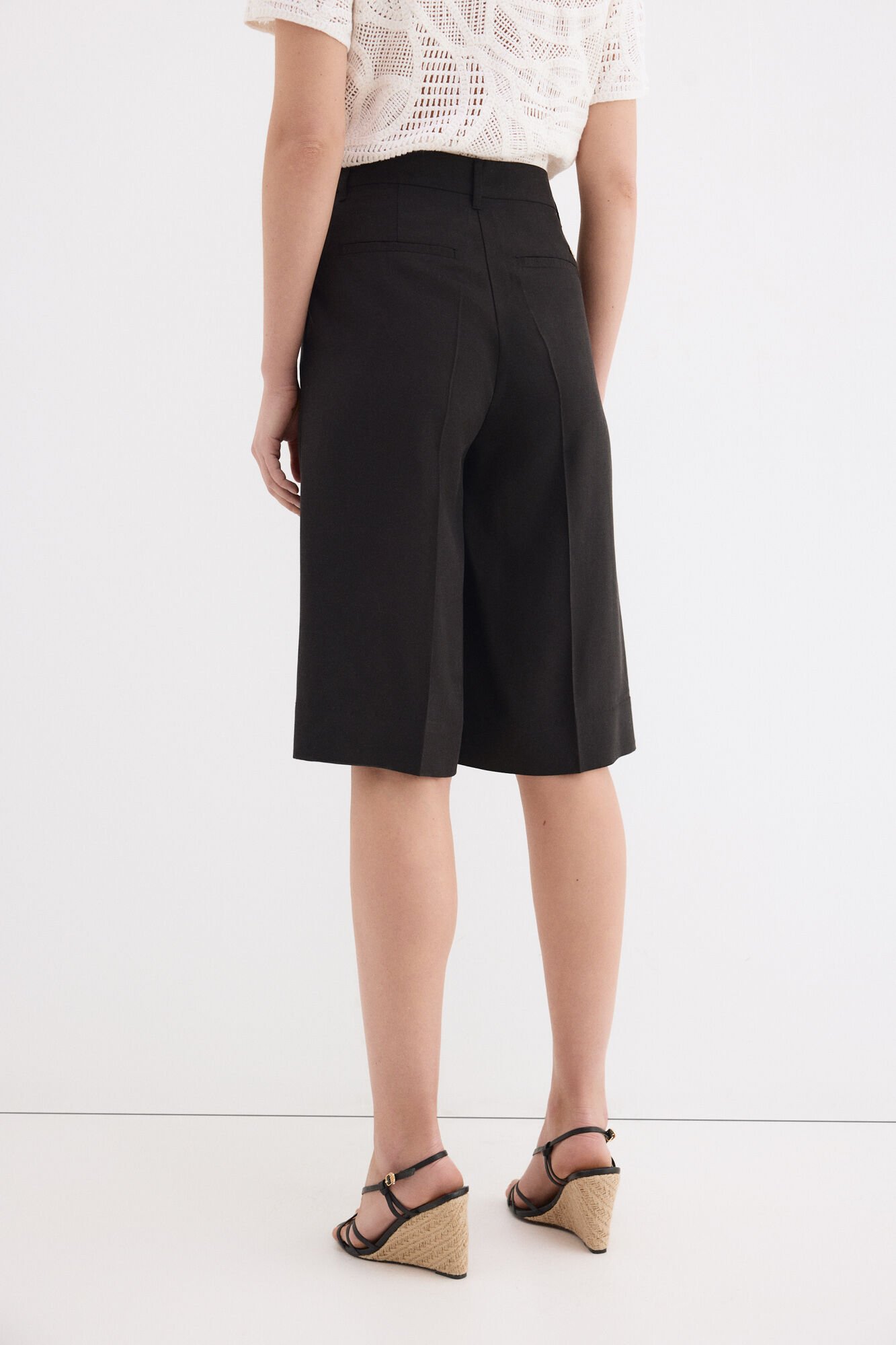 Pedro del Hierro Linen long Bermuda shorts Black