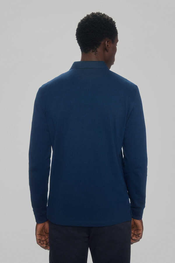 Pedro del Hierro Essential long-sleeved polo shirt Blue