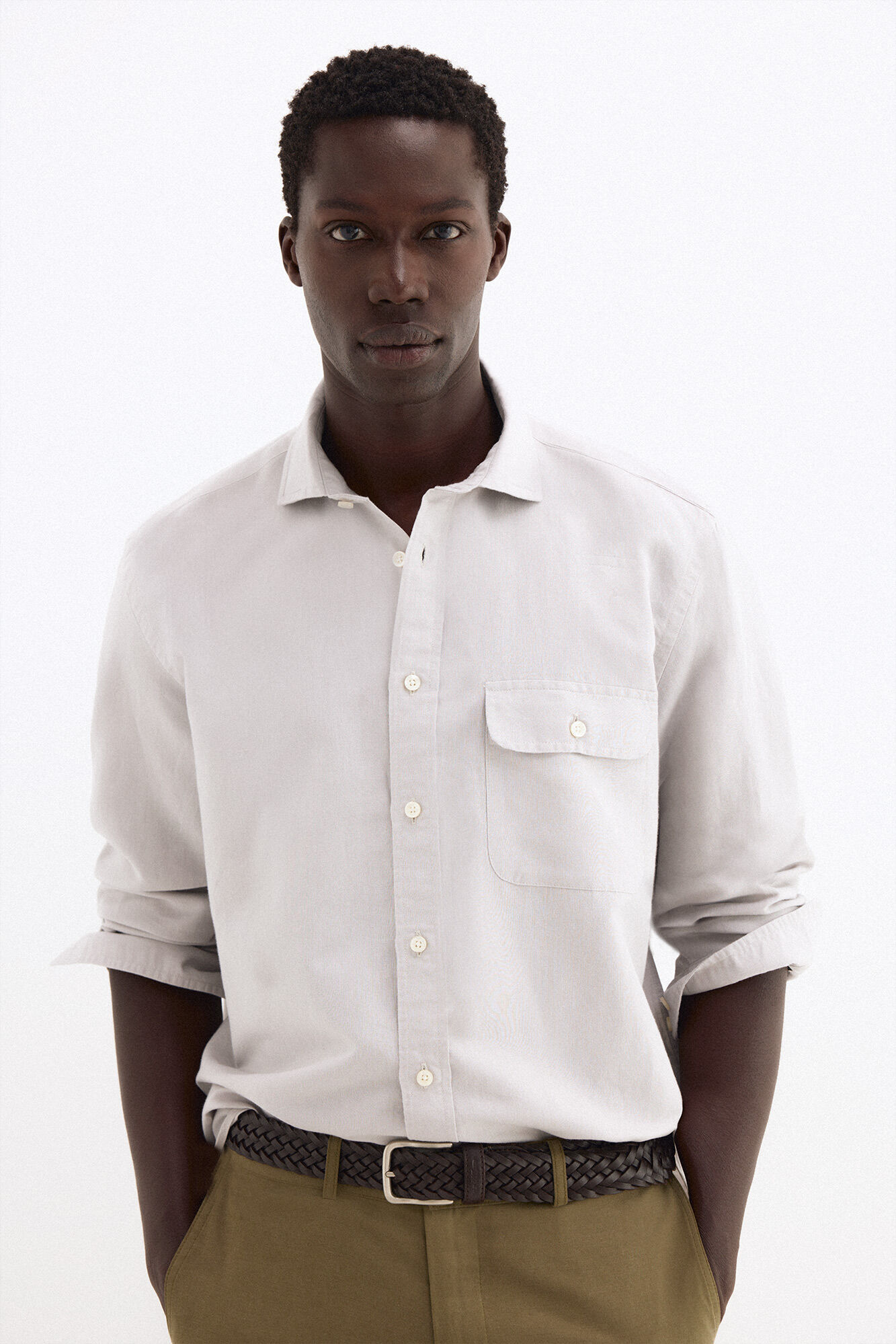 Pedro del Hierro Camisa em linho com bolsos