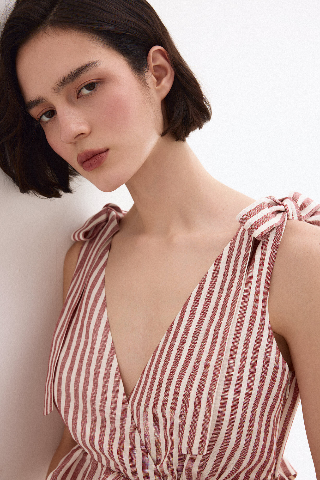 Pedro del Hierro Linen long dress with bow details Pink