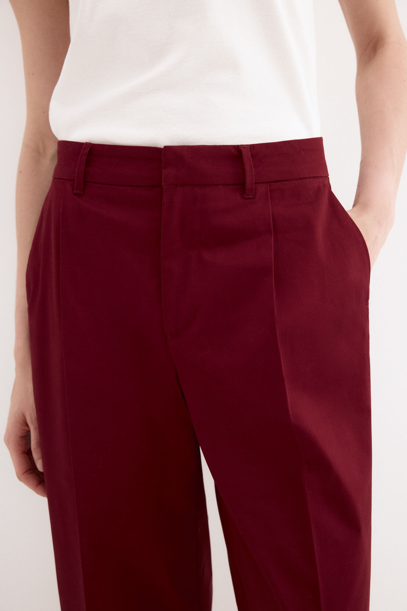 Pedro del Hierro Classic wide leg trousers Burgundy