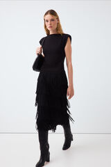 Pedro del Hierro Fringed straight skirt Black