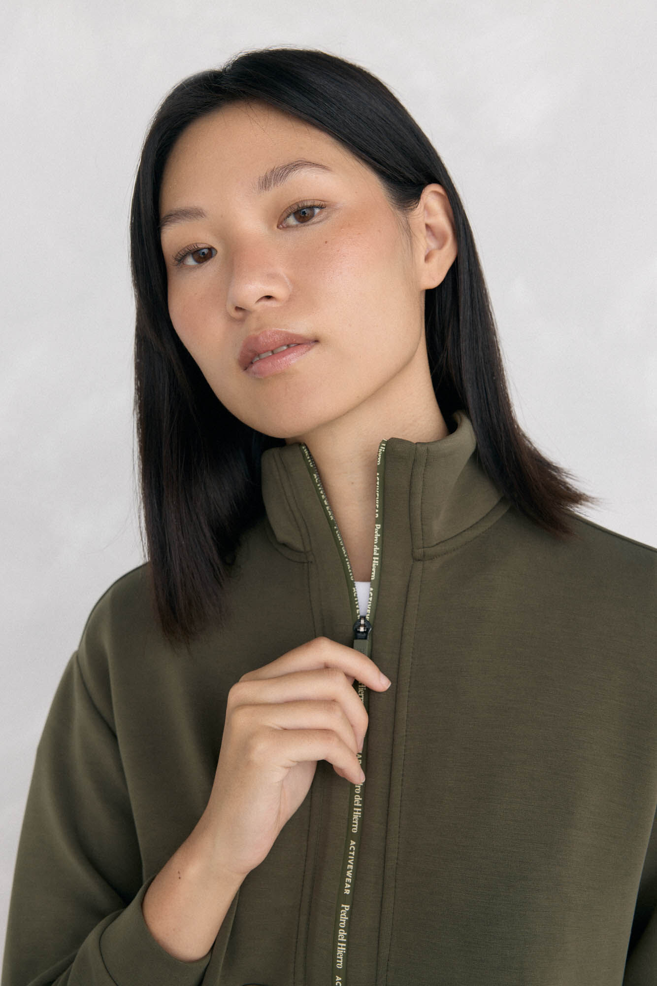 Pedro del Hierro soft touch sweatshirt with Perkins neck Green