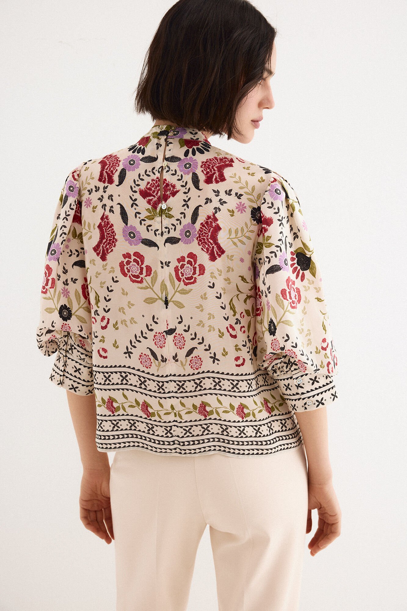TFP by Tamara Falc&oacute; Printed and embroidered blouse Ecru