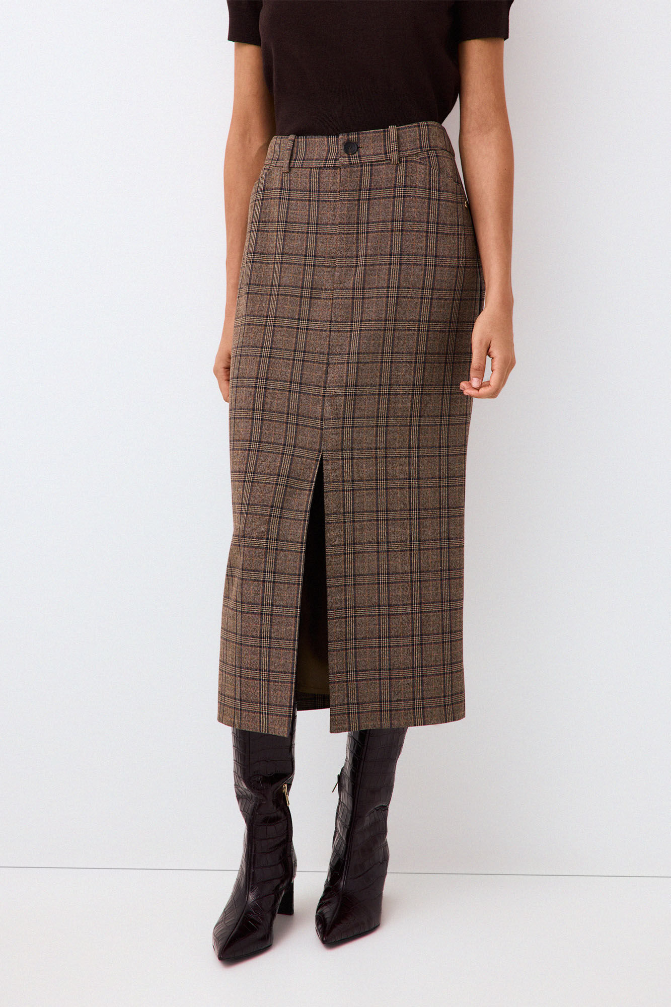 Pedro del Hierro Plaid straight skirt