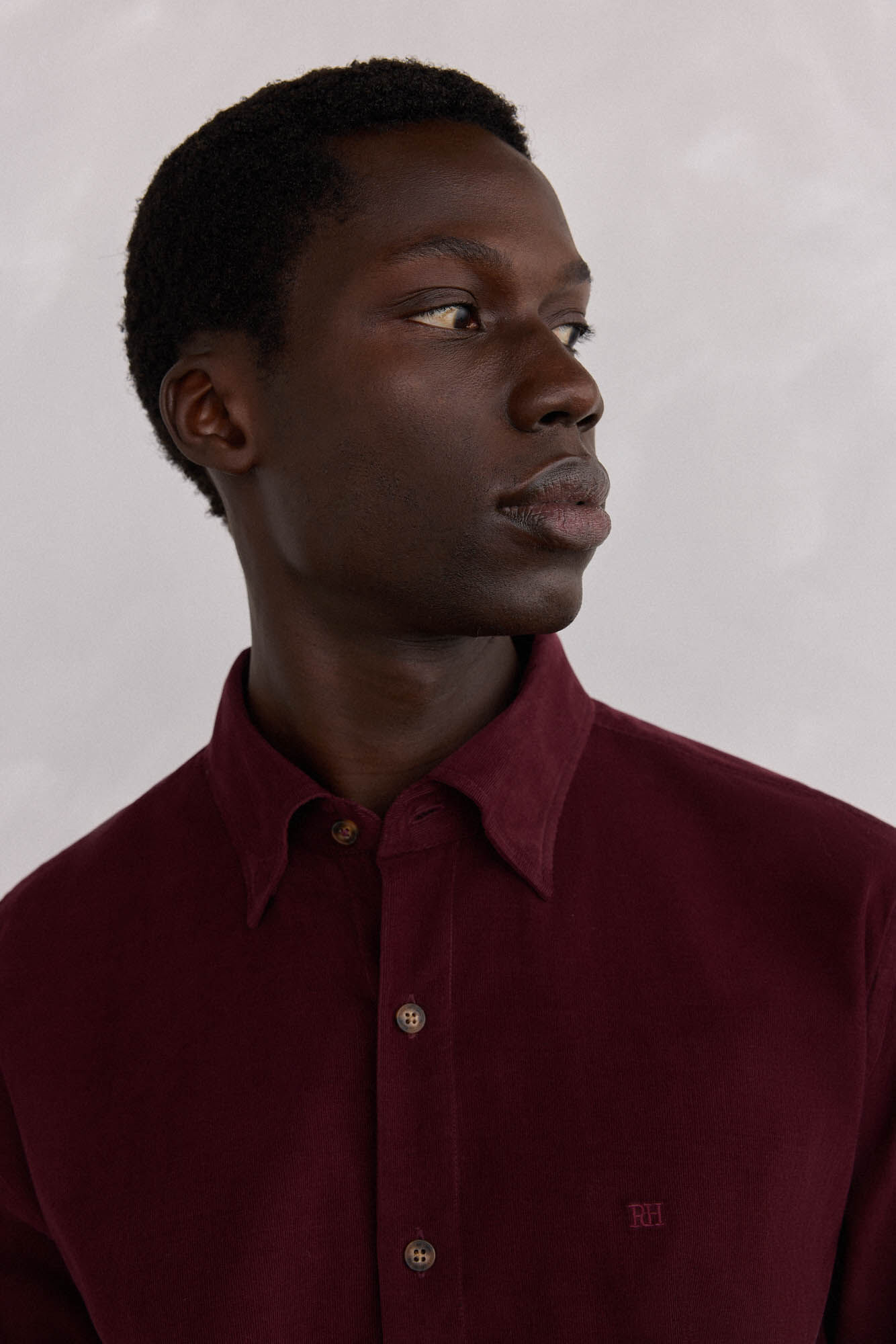 Pedro del Hierro Camisa de veludo macio Bordeaux