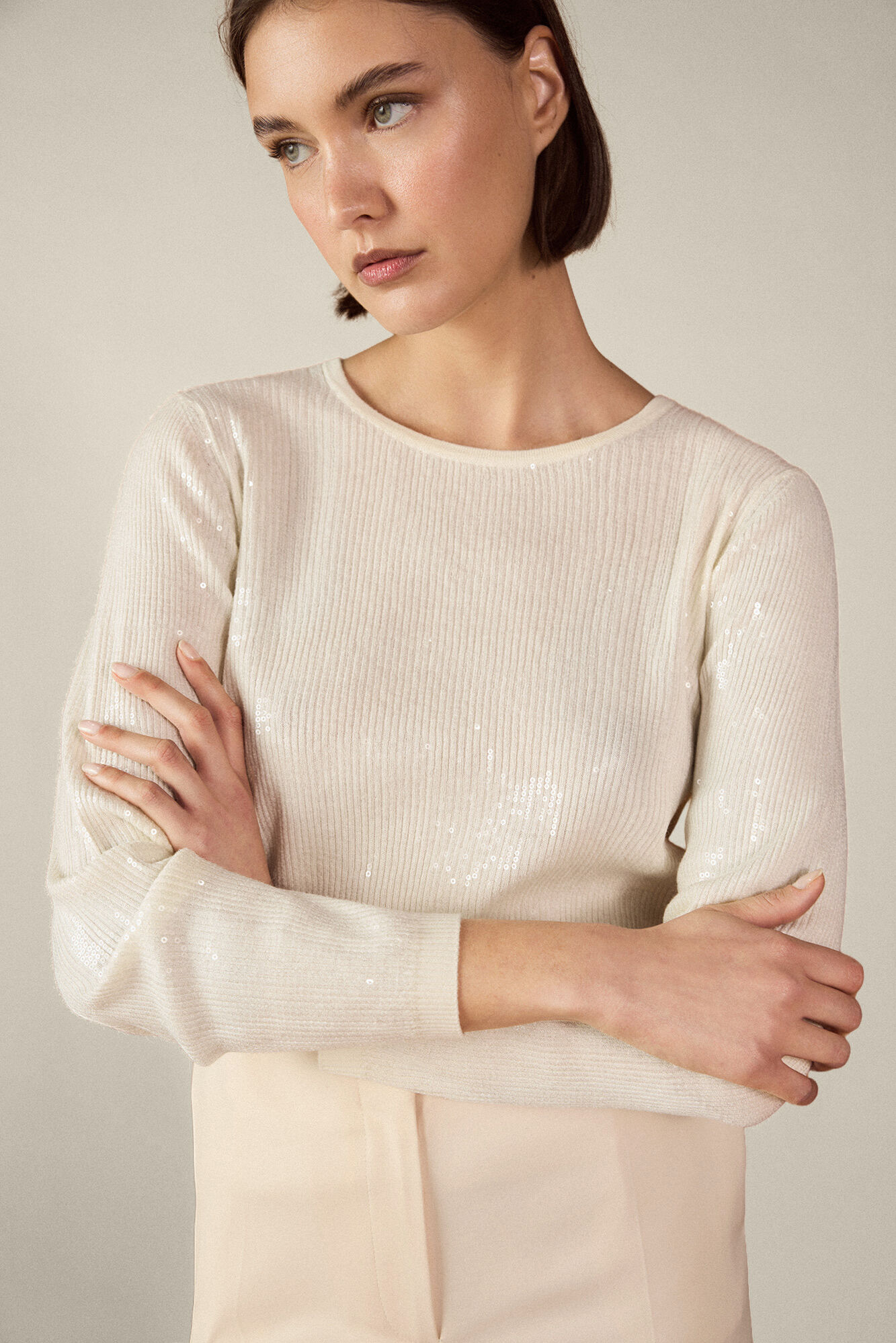 TFP by Tamara Falc&oacute; Sheer sequin jumper Ecru