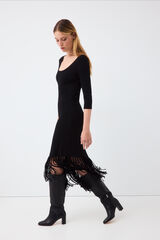 Pedro del Hierro Fringed knit dress Black