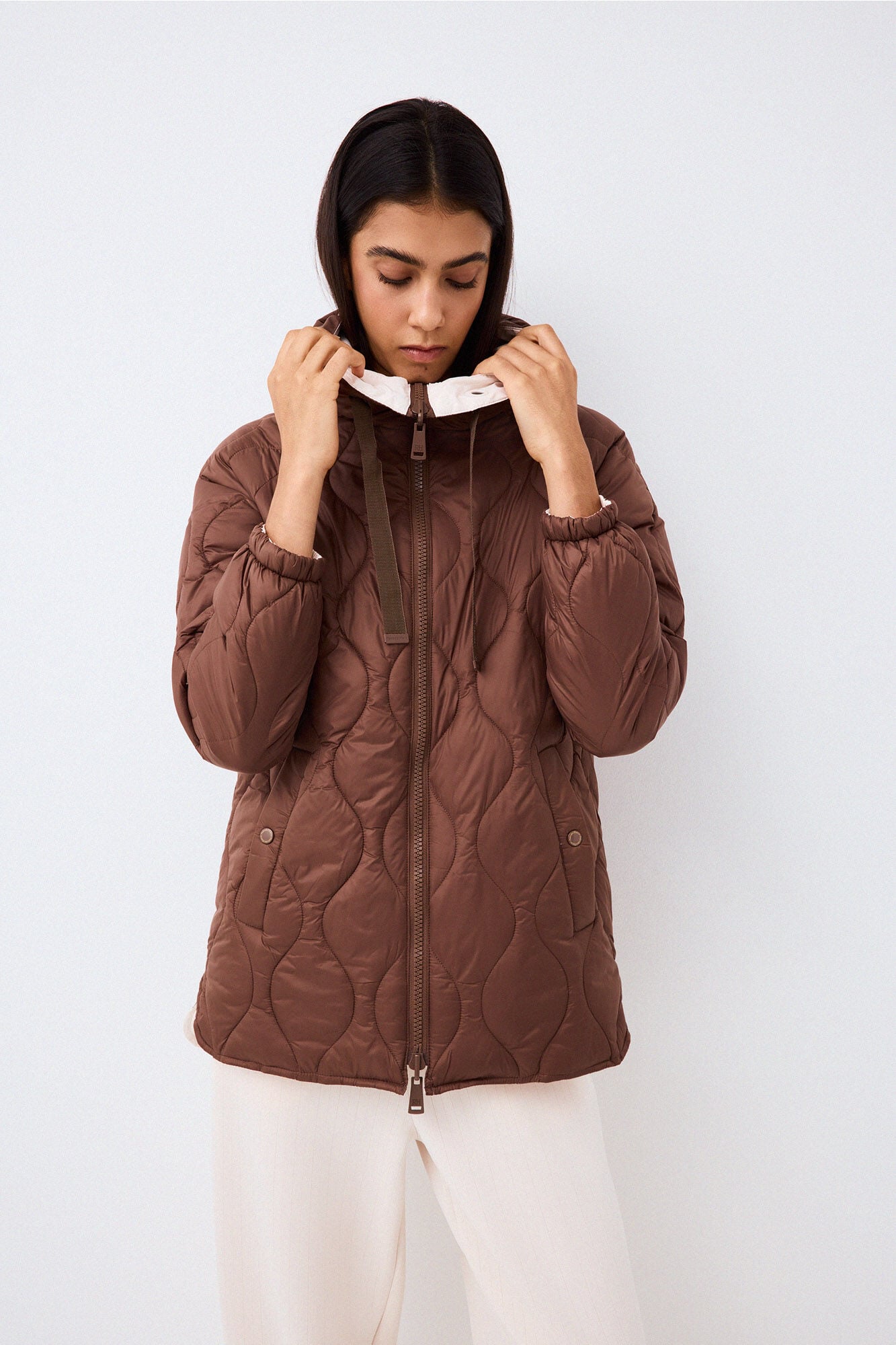 Pedro del Hierro Reversible long hooded parka