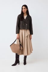 Pedro del Hierro Saia capa com detalhe de fivela Beige