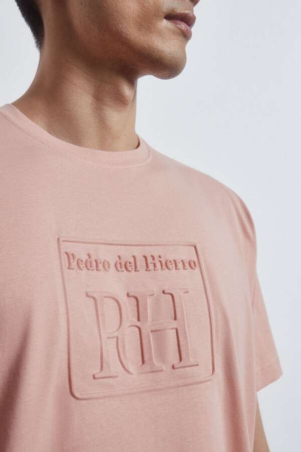 Pedro del Hierro Relief logo T-shirt Pink