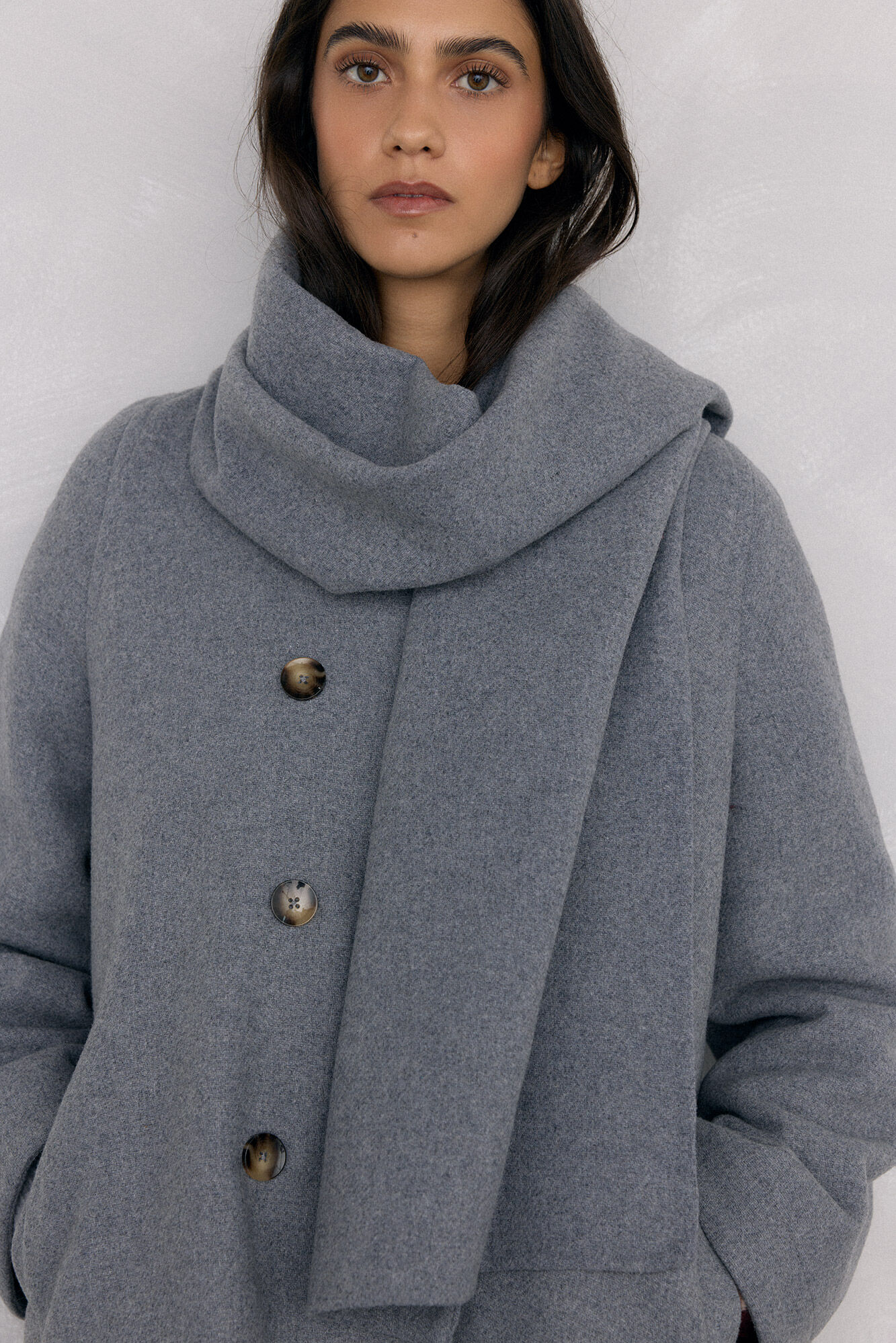 Pedro del Hierro Coat with scarf Grey