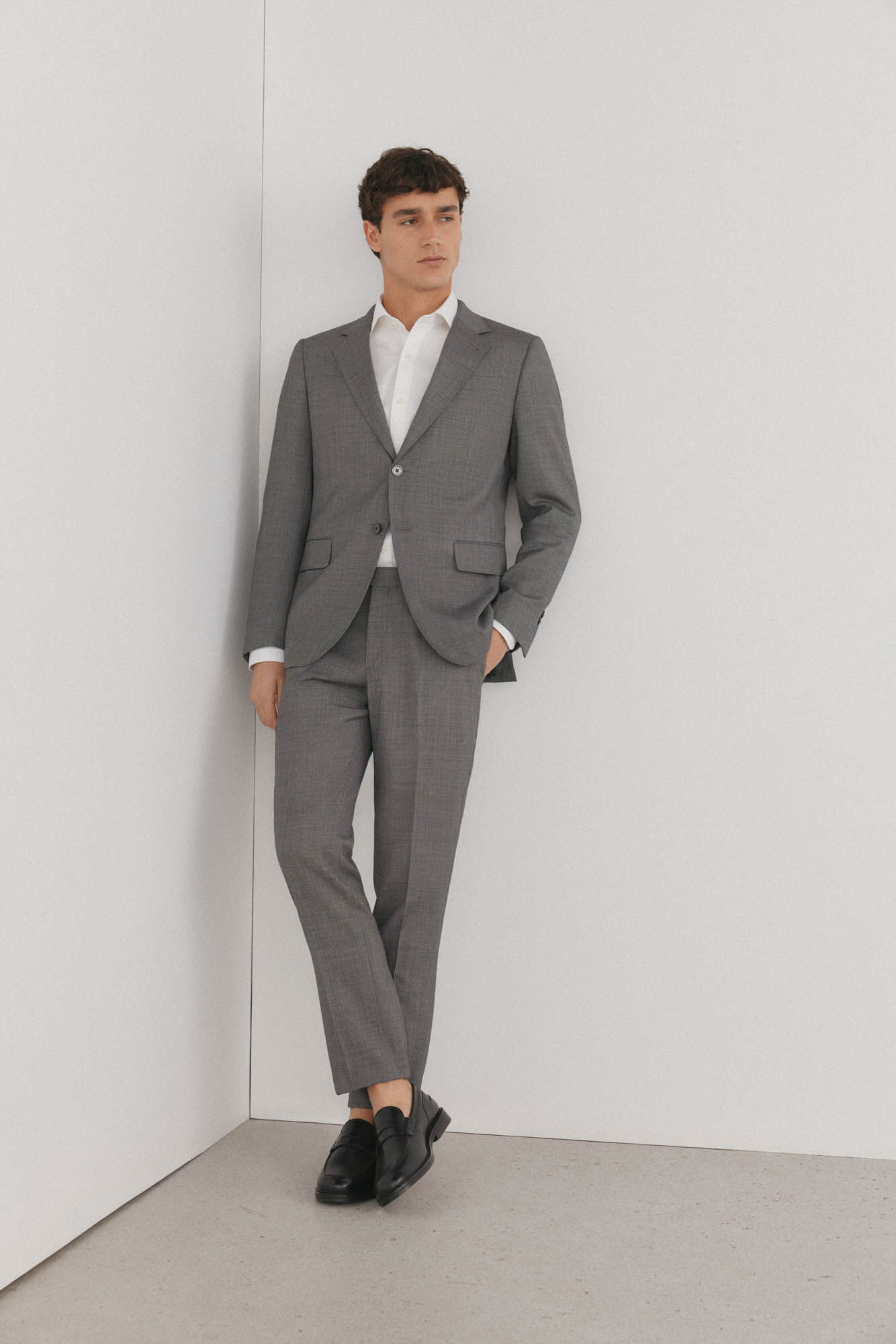 Pedro del Hierro Slim fit bi-stretch bird's eye blazer Grey