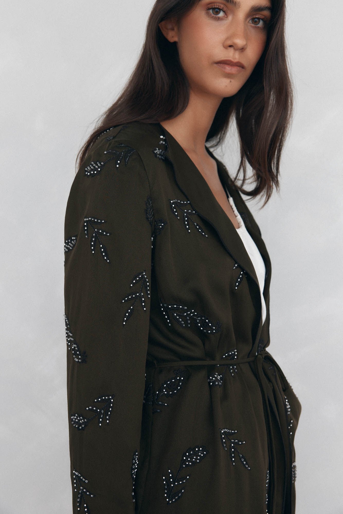 Pedro del Hierro Casaco comprido bordado Marrom