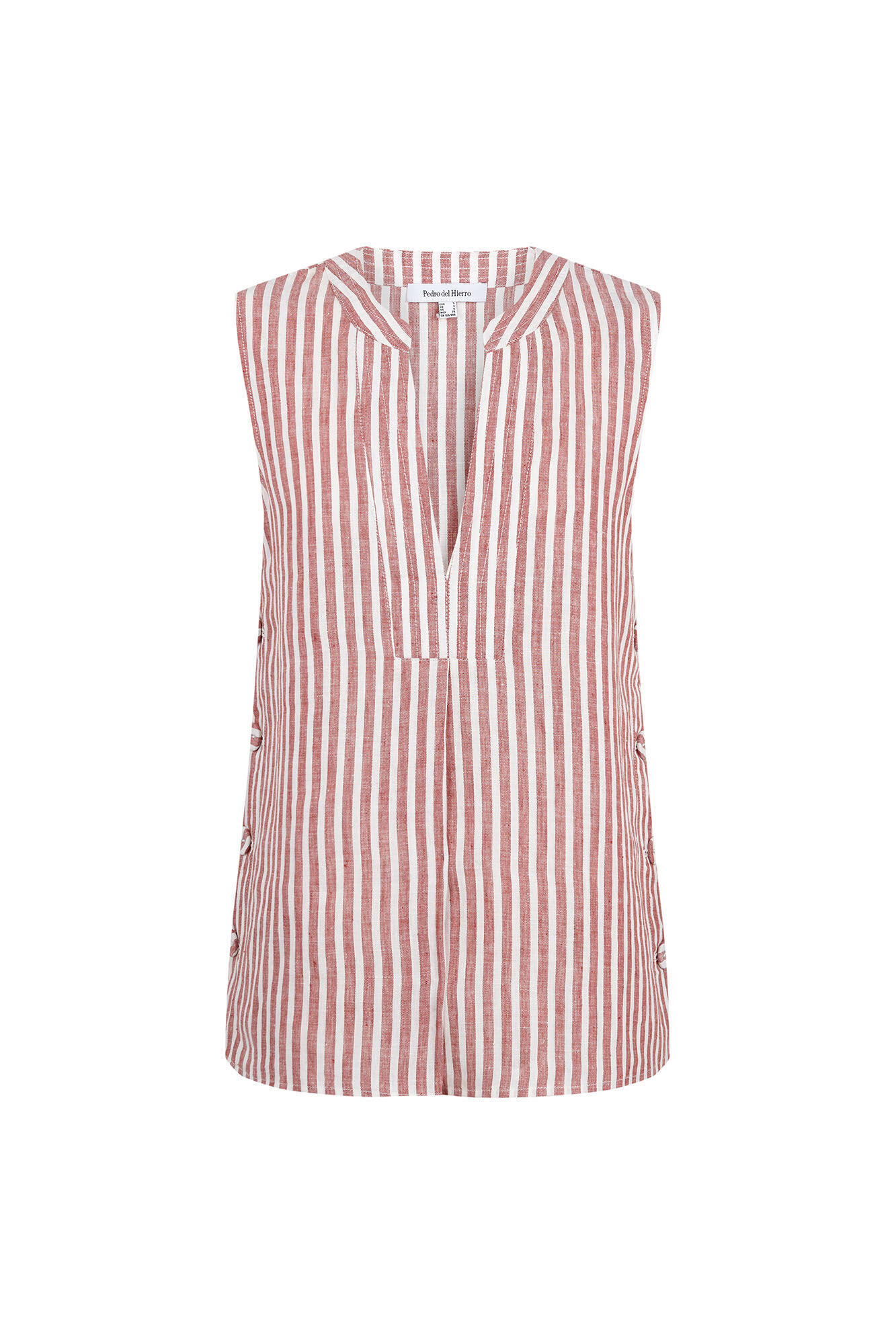 Pedro del Hierro Striped linen top Pink