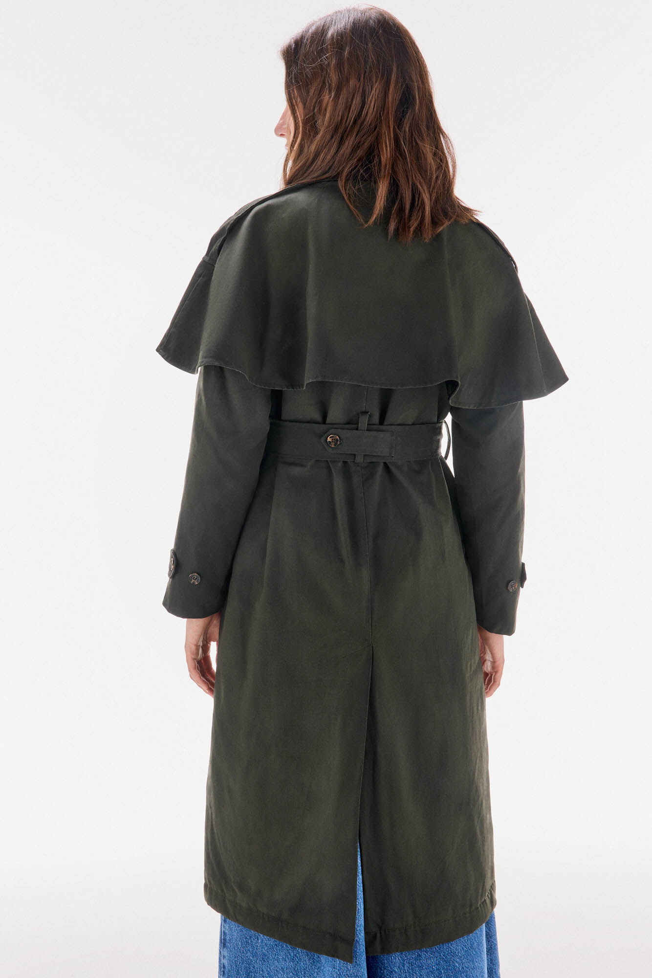 TFP by Tamara Falc&oacute; Long waxed trench coat Green