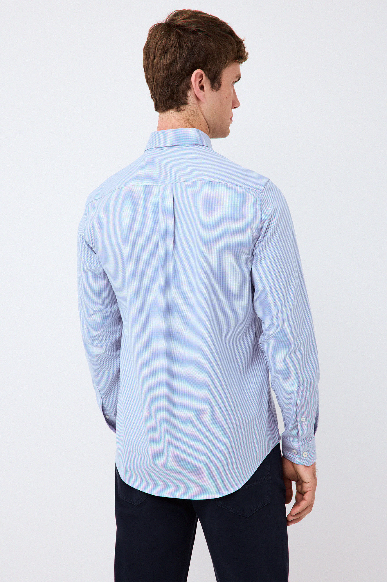 Pedro del Hierro Camisa em sarja micro pied-de-poule Azul