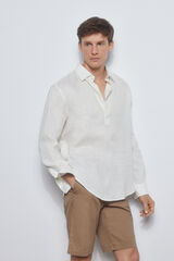 Pedro del Hierro Plain linen polo shirt White