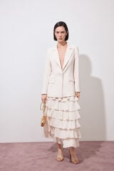 Pedro del Hierro Ruffle midi skirt Ecru